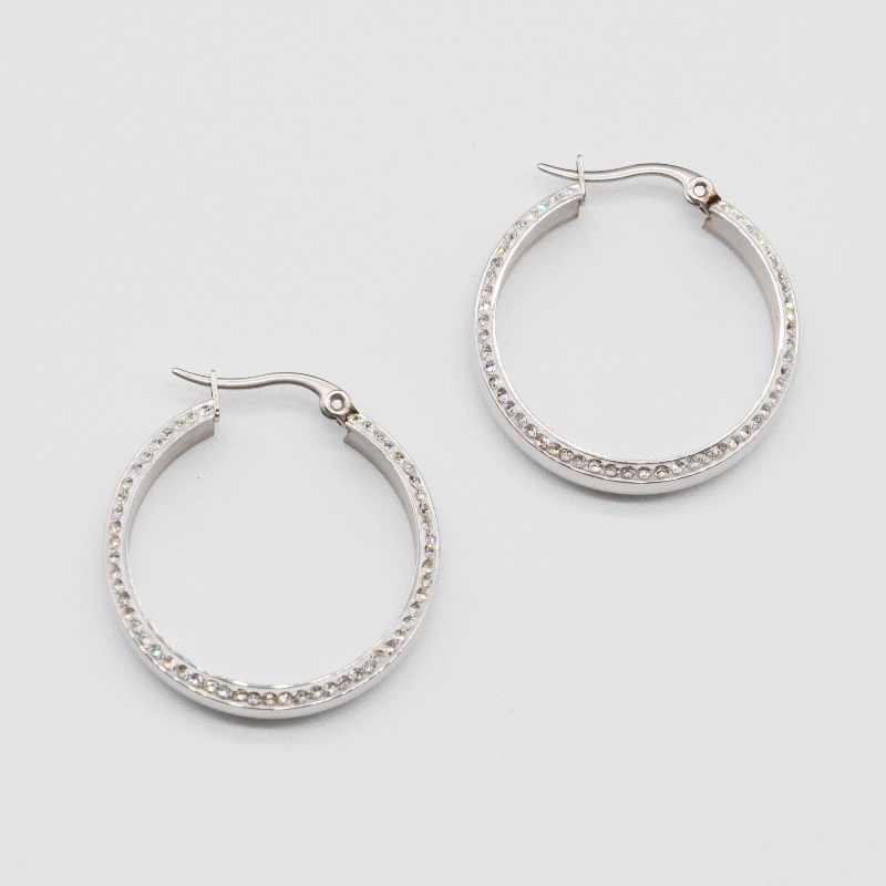 Stainless steel round sticky stone Earring rfber0020