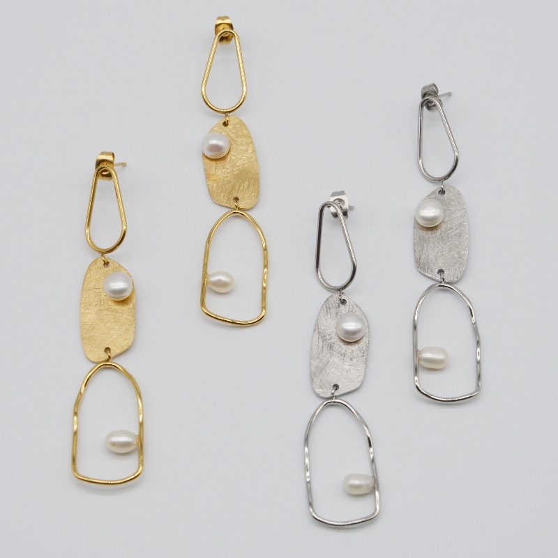 Stainless Steel Pearl earrings, fashion jewelry, fashion jewelry, Pearl Jewelry rfbear0349