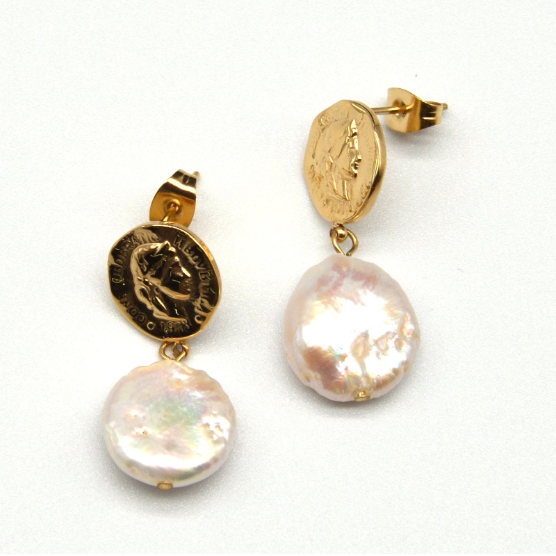 Stainless Steel Pearl earrings, fashion jewelry, fashion jewelry, Pearl Jewelry rfber0148