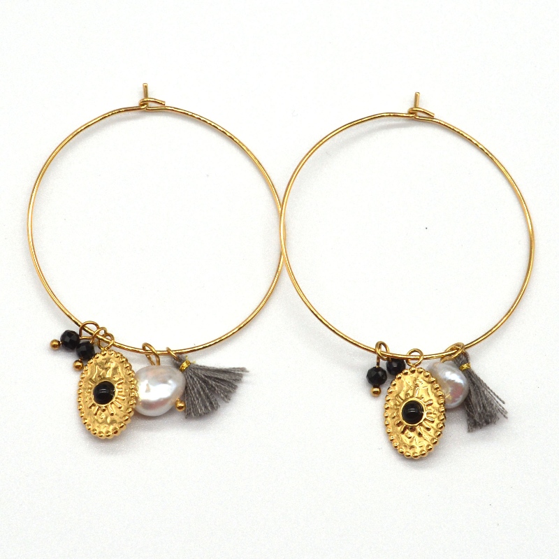 Stainless steel golden classic polished round tube earrings, China Ruifanbao jewelry processing factory