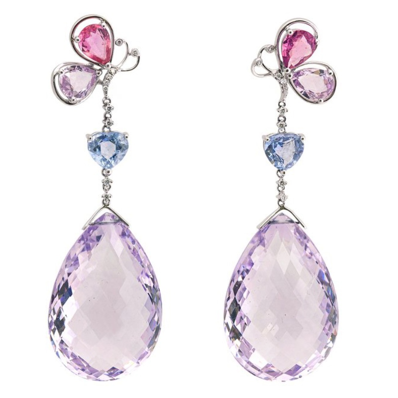 925 sterling silver butterfly pendant earrings claw setting craftsmanship China Ruifanbao jewelry processing factory