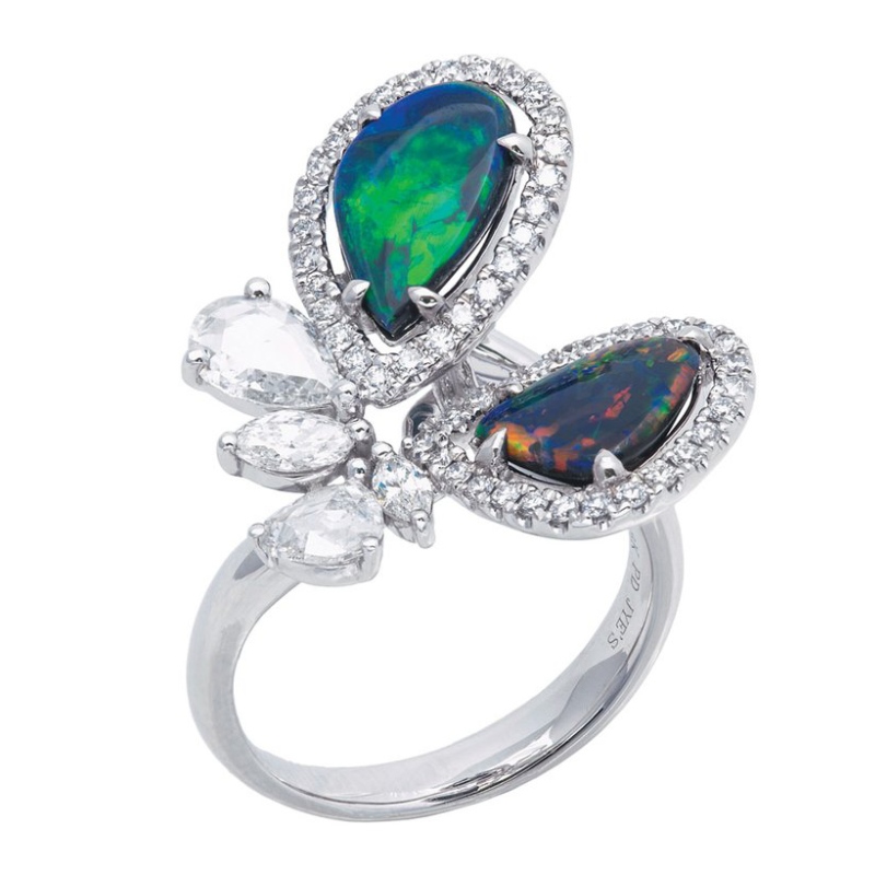 Womens 925 silver European and American style zircon claw inlaid insect ring