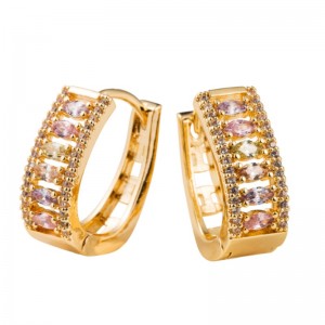 Dongdaemun earrings, female popular temperament earrings, copper inlaid zircon and electroplated gold French earrings