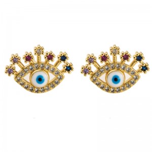 European and American exaggerated copper inlaid zircon eye earrings female retro personality trend earrings net red street earrings
