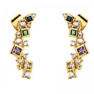 European and American cross-border fashion ins earrings female copper micro-inlaid zircon arc earrings fashion wild Korean temperament earrings