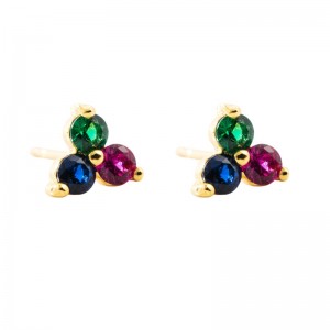 European and American wild earrings fashion Korean earrings ladies European and American earrings micro-inlaid color zircon ins geometric earrings