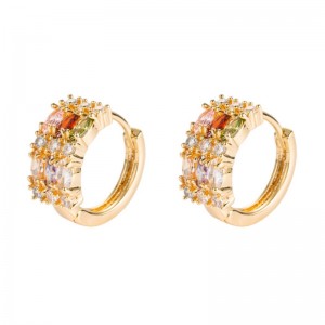 2021 European and American cross-border new earrings earrings female INS fashion temperament copper micro-inlaid colorful zircon full diamond earrings