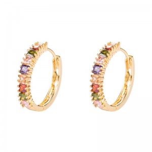 ins European and American personality exaggerated square zircon earrings earrings female pure copper gold-plated micro-inlaid earrings earrings wholesale