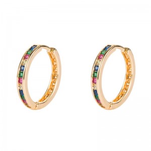 ins European and American colorful circle earrings, small circle earrings, geometric earrings, female color diamond hip hop earrings earrings