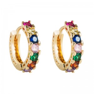 Korean fashion jewelry brass micro-inlaid zircon earrings female ins European and American temperament C-shaped earrings wild earrings wholesale