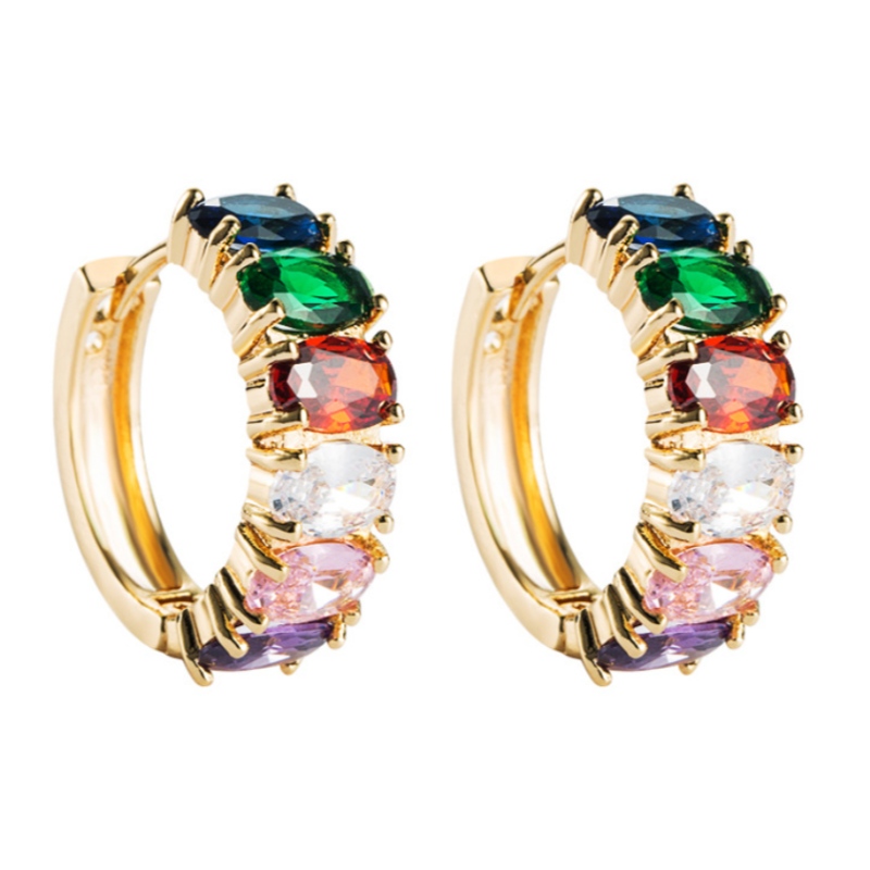 Cross-border fashion accessories wild zircon inlaid earrings ladies gold-plated European and American simple earrings factory wholesale